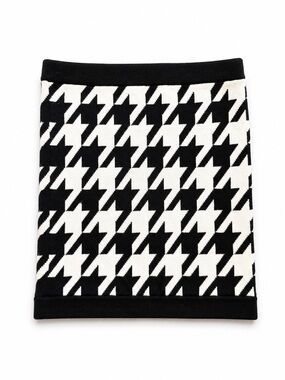 Alice+Olivia Black Houndstooth Ingrid Mini Skirt Size Small